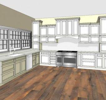 欧式转角厨房SU模型下载_sketchup草图大师SKP模型