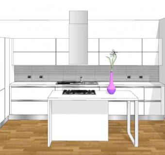 极简厨房设计SU模型下载_sketchup草图大师SKP模型