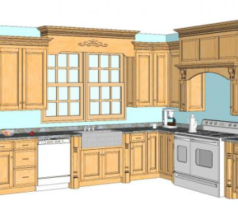 欧式仿古厨房SU模型下载_sketchup草图大师SKP模型