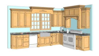 欧式仿古厨房SU模型下载_sketchup草图大师SKP模型