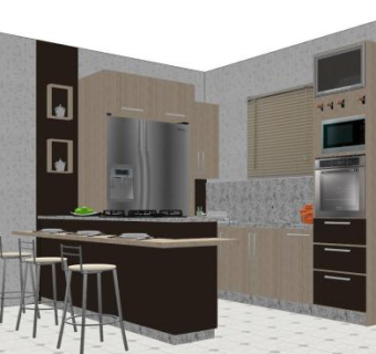 现代复古风格厨房SU模型下载_sketchup草图大师SKP模型