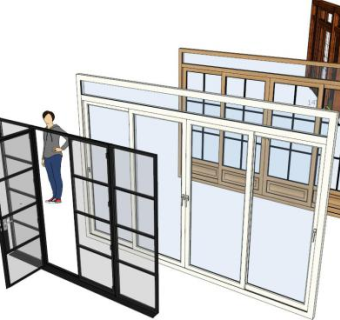 四开玻璃门su模型下载_sketchup草图大师SKP模型
