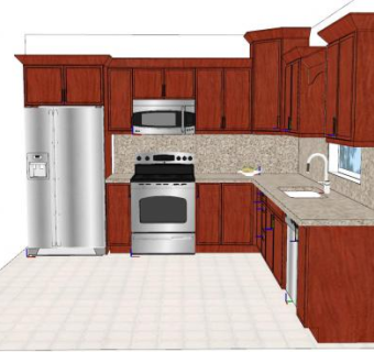 美式红木橱柜厨房SU模型下载_sketchup草图大师SKP模型