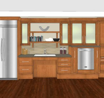 现代嵌入式实木橱柜SU模型下载_sketchup草图大师SKP模型