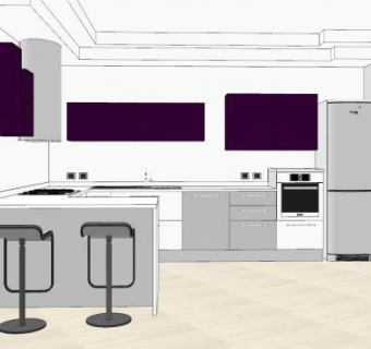 现代简约转角厨房sketchup模型下载_sketchup草图大师SKP模型