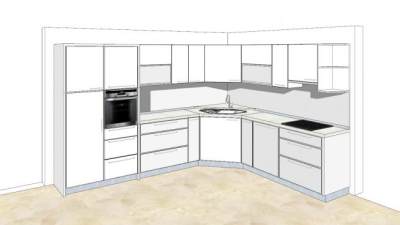 经典白色转角厨柜SU模型下载_sketchup草图大师SKP模型