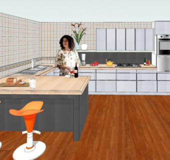 简约厨房橱柜sketchup模型下载_sketchup草图大师SKP模型