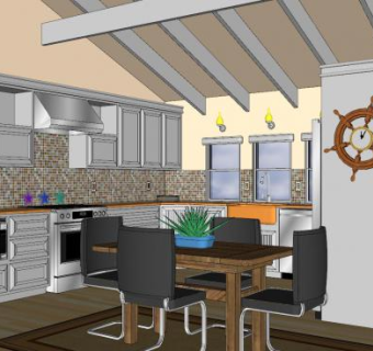 后现代厨房SU模型下载_sketchup草图大师SKP模型