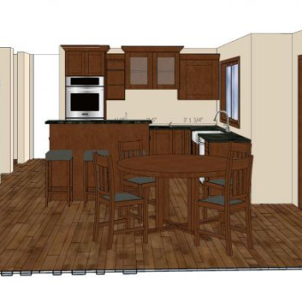 美式复古厨房餐桌SU模型下载_sketchup草图大师SKP模型