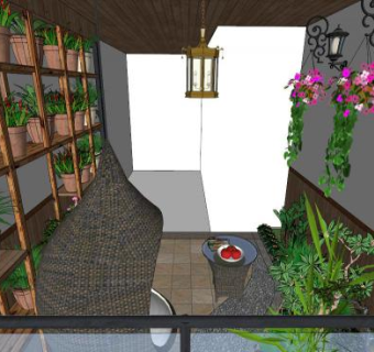 阳台植物su模型下载_sketchup草图大师SKP模型