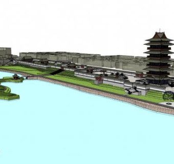 滨河公园su模型下载_sketchup草图大师SKP模型