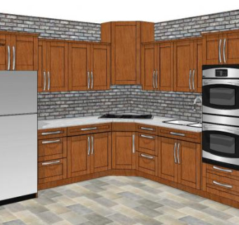 砖墙实木橱柜厨房SU模型下载_sketchup草图大师SKP模型