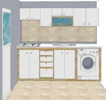 现代小型厨房设计SU模型下载_sketchup草图大师SKP模型