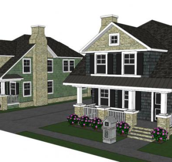 小木屋别墅su模型下载_sketchup草图大师SKP模型