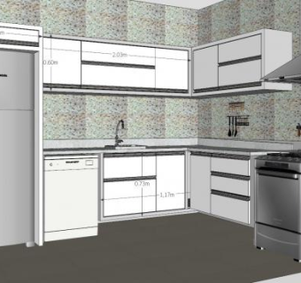 现代极简厨房家装SU模型下载_sketchup草图大师SKP模型