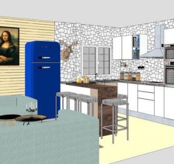 欧式时尚橱柜设计SU模型下载_sketchup草图大师SKP模型