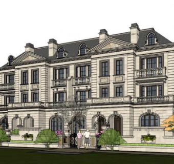 法式建筑su模型下载_sketchup草图大师SKP模型