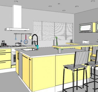 简约厨房餐桌SU模型下载_sketchup草图大师SKP模型