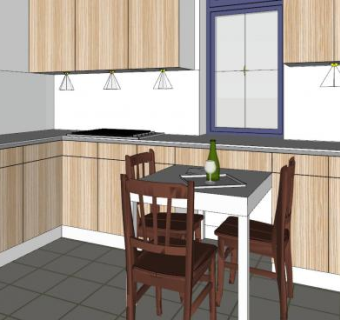 北欧厨房餐桌sketchup模型下载_sketchup草图大师SKP模型