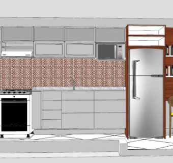 现代整体厨房设计SU模型下载_sketchup草图大师SKP模型