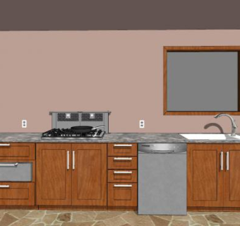 美式现代厨房设计SU模型下载_sketchup草图大师SKP模型