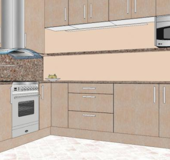 现代简约组合厨房SU模型下载_sketchup草图大师SKP模型