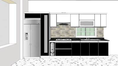 现代简约黑色橱柜SU模型下载_sketchup草图大师SKP模型