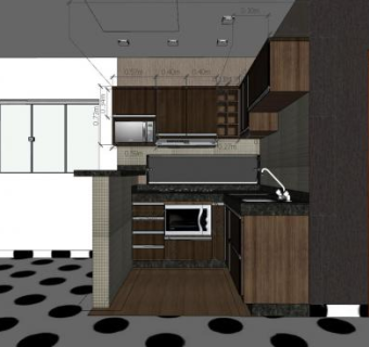 现代棕色厨房SU模型下载_sketchup草图大师SKP模型