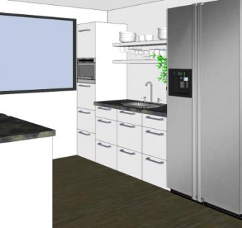 现代厨房置物家具SU模型下载_sketchup草图大师SKP模型