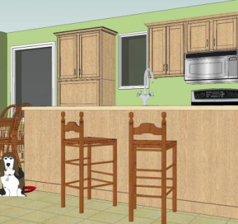 美式岛型厨房餐厅SU模型下载_sketchup草图大师SKP模型