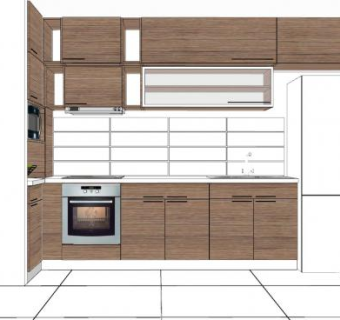 现代木制厨房平台SU模型下载_sketchup草图大师SKP模型