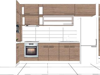 现代木制厨房平台SU模型下载_sketchup草图大师SKP模型