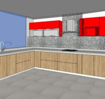 现代转角厨房平台SU模型下载_sketchup草图大师SKP模型