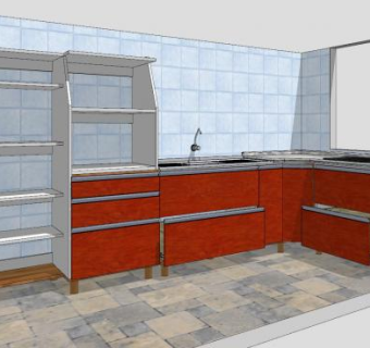 现代马赛克厨房SU模型下载_sketchup草图大师SKP模型