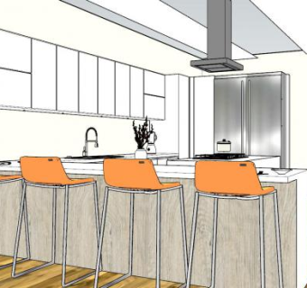 极简岛型厨房吧台SU模型下载_sketchup草图大师SKP模型