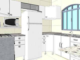 现代白色厨房平台SU模型下载_sketchup草图大师SKP模型