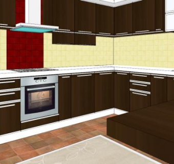 现代U型厨房家电SU模型下载_sketchup草图大师SKP模型