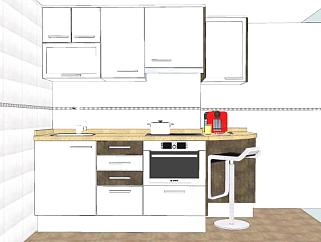 现代公寓厨房吧台SU模型下载_sketchup草图大师SKP模型