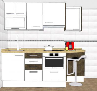 现代公寓厨房吧台SU模型下载_sketchup草图大师SKP模型