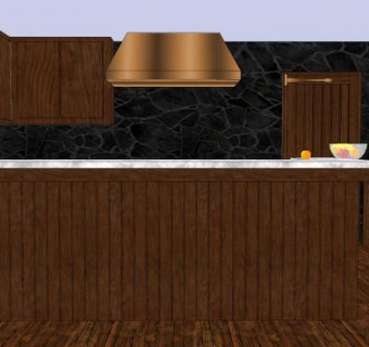 简约实木厨房平台SU模型下载_sketchup草图大师SKP模型