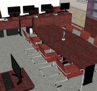 室内办公桌su模型下载_sketchup草图大师SKP模型