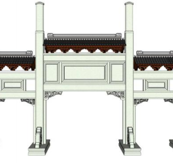 徽派门口牌坊su模型下载_sketchup草图大师SKP模型