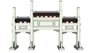 徽派门口牌坊su模型下载_sketchup草图大师SKP模型