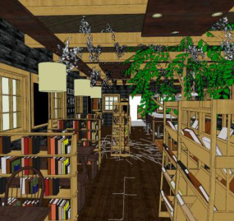 小型书店su模型下载_sketchup草图大师SKP模型