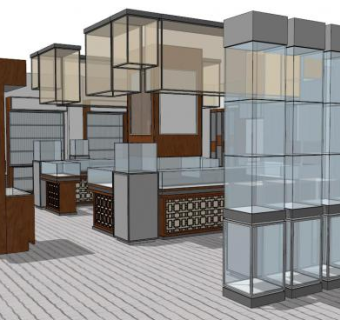 中式展厅su模型下载_sketchup草图大师SKP模型