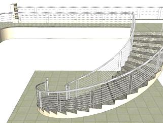 室外楼梯栏杆su模型下载_sketchup草图大师SKP模型