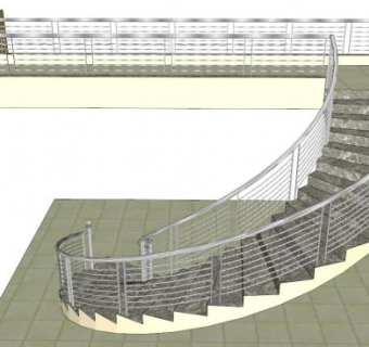 室外楼梯栏杆su模型下载_sketchup草图大师SKP模型