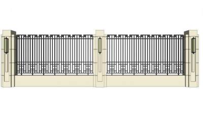 铝制围墙栏杆su模型下载_sketchup草图大师SKP模型