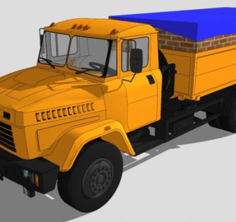 黄色的拉砖头车货车SKP模型设计_su模型下载 草图大师模型_SKP模型