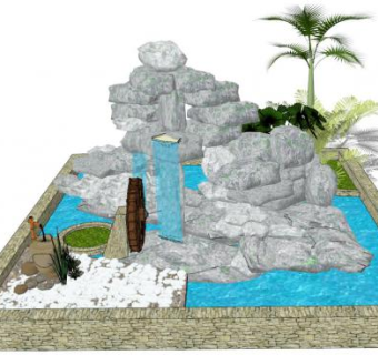 假山小品su模型下载_sketchup草图大师SKP模型